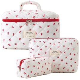 Makeup Bag, Quilted Makeup Bag,Large Floral Cosmetic Bag for Women,Cotton Makeup Bag Set,Flower Travel Toiletry Bag. Makeup Bag, Quilted Makeup Bag,Large Floral Cosmetic Bag for Women,Cotton Makeup Bag Set,Flower Travel Toiletry Bag.