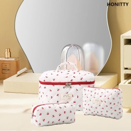 Makeup Bag, Quilted Makeup Bag,Large Floral Cosmetic Bag for Women,Cotton Makeup Bag Set,Flower Travel Toiletry Bag. Makeup Bag, Quilted Makeup Bag,Large Floral Cosmetic Bag for Women,Cotton Makeup Bag Set,Flower Travel Toiletry Bag.