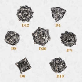 DND Metal Dice Set, UBEUCK 7PCS Gear Metal DND Dice Set for Dungeons & Dragons Board Games Boxes (Antique Nickel dice)
