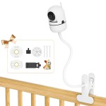 Universal Baby Monitor Crib Mount for HelloBaby, VTech, Infant Optics DXR 8 & DXR-8 Pro, ANMEATE, Nanit Pro, Eufy, Owlet, VAVA - 19.4 Flexible Goosenesk Baby Monitor Crib Holder for 360 Adjustable