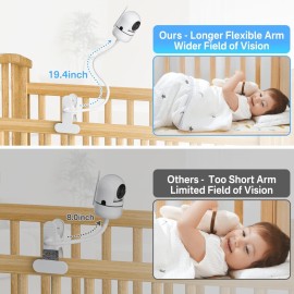 Universal Baby Monitor Crib Mount for HelloBaby, VTech, Infant Optics DXR 8 & DXR-8 Pro, ANMEATE, Nanit Pro, Eufy, Owlet, VAVA - 19.4 Flexible Goosenesk Baby Monitor Crib Holder for 360 Adjustable Universal Baby Monitor Crib Mount for HelloBaby, VTech, Infant Optics DXR 8 & DXR-8 Pro, ANMEATE, Nanit Pro, Eufy, Owlet, VAVA - 19.4 Flexible Goosenesk Baby Monitor Crib Holder for 360 Adjustable
