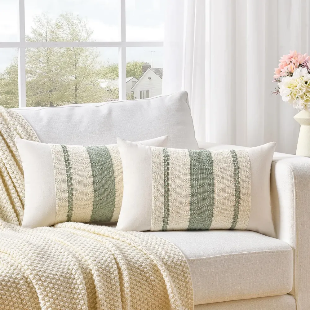 Fancy Homi Set of 2 Sage Green Boho Lumbar Decorative Throw Pillow Covers 12x20 Inch for Living Room Bedroom Couch Bed Chair, Rustic Retro Cushion Case, Bohemian Room Home Decor Fancy Homi Set of 2 Sage Green Boho Lumbar Decorative Throw Pillow Covers 12x20 Inch for Living Room Bedroom Couch Bed Chair, Rustic Retro Cushion Case, Bohemian Room Home Decor
