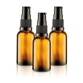 VitalUp 3 Pack Empty Refillable Glass Amber Pump Bottle Ideal for Lotion Cream Essential Oil Travel Small Container, 30ml VitalUp 3 Pack Empty Refillable Glass Amber Pump Bottle Ideal for Lotion Cream Essential Oil Travel Small Container, 30ml