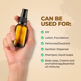 VitalUp 3 Pack Empty Refillable Glass Amber Pump Bottle Ideal for Lotion Cream Essential Oil Travel Small Container, 30ml VitalUp 3 Pack Empty Refillable Glass Amber Pump Bottle Ideal for Lotion Cream Essential Oil Travel Small Container, 30ml