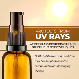 VitalUp 3 Pack Empty Refillable Glass Amber Pump Bottle Ideal for Lotion Cream Essential Oil Travel Small Container, 30ml VitalUp 3 Pack Empty Refillable Glass Amber Pump Bottle Ideal for Lotion Cream Essential Oil Travel Small Container, 30ml