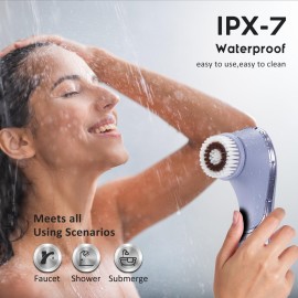 Facial Cleansing Brush Face Scrubber Exfoliator Rechargeable IPX7 Waterproof Electric Spin Cleanser Device for Exfoliating, Massaging and Deep Cleansing Removing Blackhead, Face Massaging