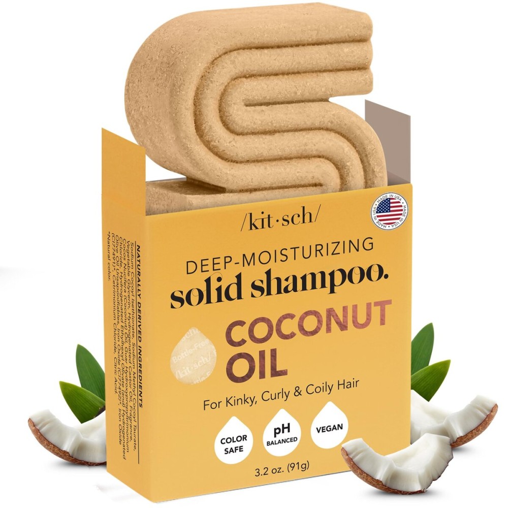 Kitsch Coconut Oil Shampoo Bar, Deep Moisturizing Curly Hair Shampoo, Safe for Color Treated Hair, Paraben & Sulfate Free Formula, Plastic Free, Vegan & Cruelty Free Ingredients for Dry Hair, 3.2 oz Kitsch Coconut Oil Shampoo Bar, Deep Moisturizing Curly Hair Shampoo, Safe for Color Treated Hair, Paraben & Sulfate Free Formula, Plastic Free, Vegan & Cruelty Free Ingredients for Dry Hair, 3.2 oz