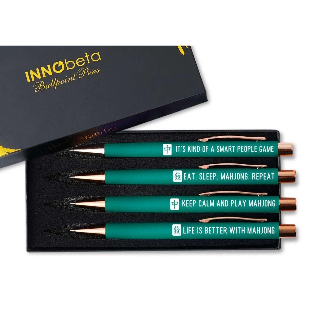 InnoBeta Mahjong Gifts for Women/Men, Funny Gifts for Mahjong Lovers, Ballpoint Pen Set of 4, Perfect for Birthday & Christmas InnoBeta Mahjong Gifts for Women/Men, Funny Gifts for Mahjong Lovers, Ballpoint Pen Set of 4, Perfect for Birthday & Christmas