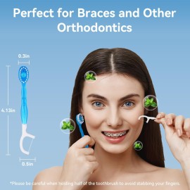 Kucbraly Disposable Mini Travel Toothbrushes, 5-in-1 Pre-Pasted Mini-Brush+Floss+Pick+Tongue Scraper, On The Go Toothbrush, Portable Toothbrush with Freshening Bead, Coolmint, 60 Count