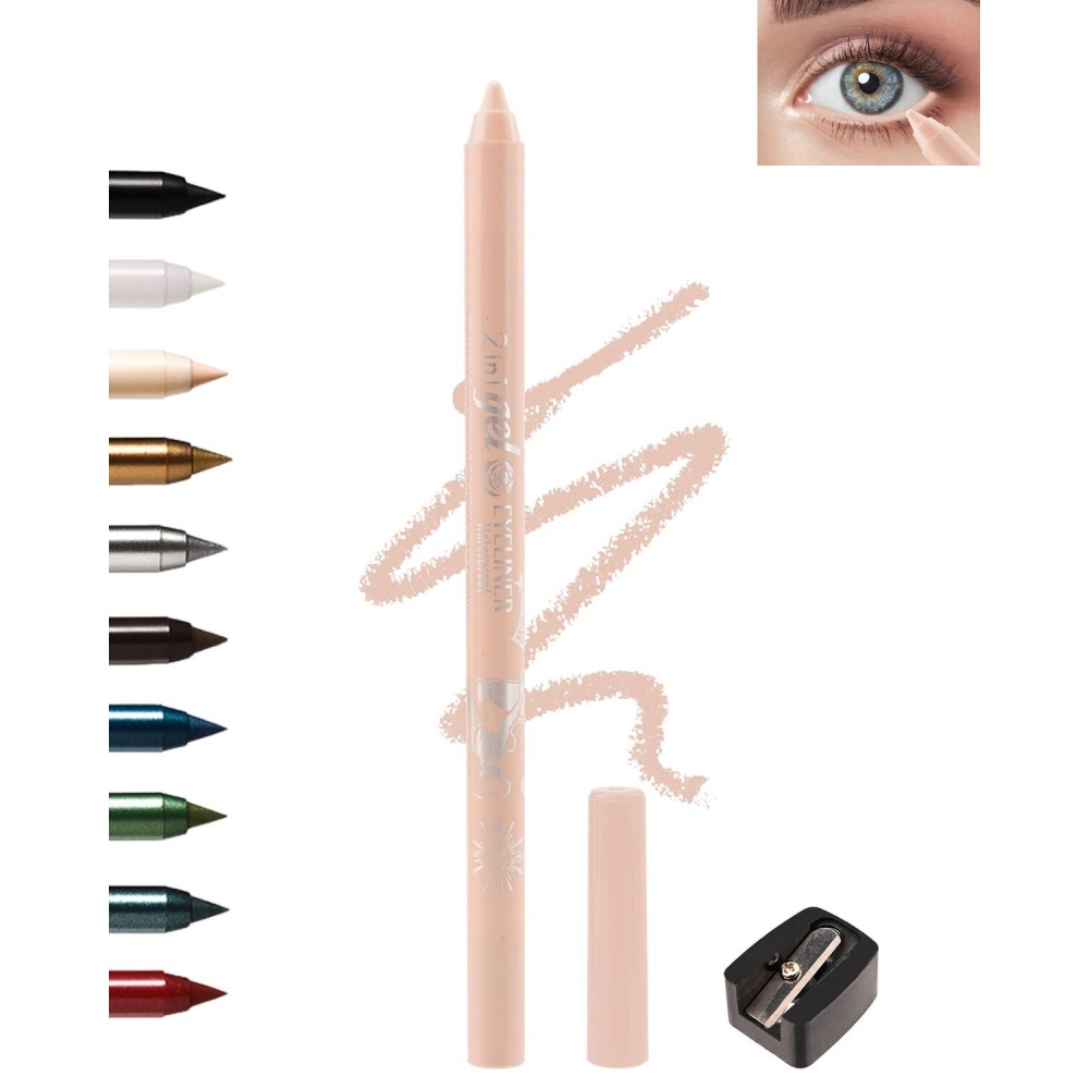 Nude Waterline Eyeliner Gel Pencil,Peach Eyeliner Waterline Waterproof Smudge-Proof, Long Stay Eye Liner Brightener Pen with Sharpener, Safe for Sensitive Eyes, Soft Cream Rich Color Eye Makeup Pen-03 Nude Waterline Eyeliner Gel Pencil,Peach Eyeliner Waterline Waterproof Smudge-Proof, Long Stay Eye Liner Brightener Pen with Sharpener, Safe for Sensitive Eyes, Soft Cream Rich Color Eye Makeup Pen-03