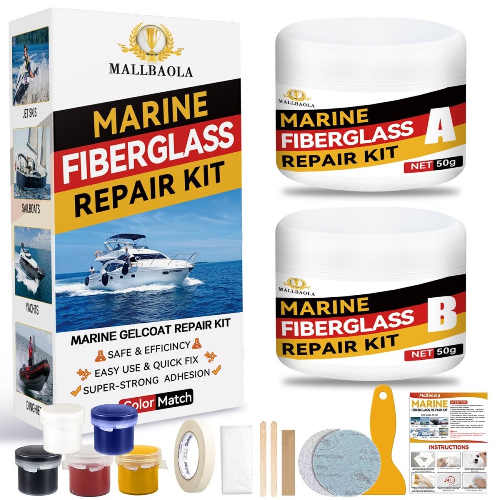 Marine Fiberglass Repair Kit for Boats, Gel Coat Repair Kit for Boats, Fiberglass Boat Repair kit, Epoxy Filler for Fiberglass Boats, Fiberglass Kit Fix Holes Chips Pits and Deep Cracks (Color Match) Marine Fiberglass Repair Kit for Boats, Gel Coat Repair Kit for Boats, Fiberglass Boat Repair kit, Epoxy Filler for Fiberglass Boats, Fiberglass Kit Fix Holes Chips Pits and Deep Cracks (Color Match)