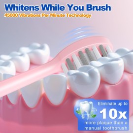 Sonic Electric Toothbrush for Adults and Kids, Rechargeable Toothbrush With 8 Brush Head, 4 Modes and 2 Minute Timer, 42000VPM Power Motor, IPX8 Waterproof, 4 Hours Fast Charge last 90 days (Pink) Sonic Electric Toothbrush for Adults and Kids, Rechargeable Toothbrush With 8 Brush Head, 4 Modes and 2 Minute Timer, 42000VPM Power Motor, IPX8 Waterproof, 4 Hours Fast Charge last 90 days (Pink)