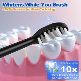 Sonic Electric Toothbrush for Adults and Kids, Rechargeable Toothbrush With 8 Brush Head, 4 Modes and 2 Minute Timer, 42000VPM Power Motor, IPX8 Waterproof, 4 Hours Fast Charge last 90 days (Black) Sonic Electric Toothbrush for Adults and Kids, Rechargeable Toothbrush With 8 Brush Head, 4 Modes and 2 Minute Timer, 42000VPM Power Motor, IPX8 Waterproof, 4 Hours Fast Charge last 90 days (Black)