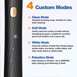 Sonic Electric Toothbrush for Adults and Kids, Rechargeable Toothbrush With 8 Brush Head, 4 Modes and 2 Minute Timer, 42000VPM Power Motor, IPX8 Waterproof, 4 Hours Fast Charge last 90 days (Black) Sonic Electric Toothbrush for Adults and Kids, Rechargeable Toothbrush With 8 Brush Head, 4 Modes and 2 Minute Timer, 42000VPM Power Motor, IPX8 Waterproof, 4 Hours Fast Charge last 90 days (Black)