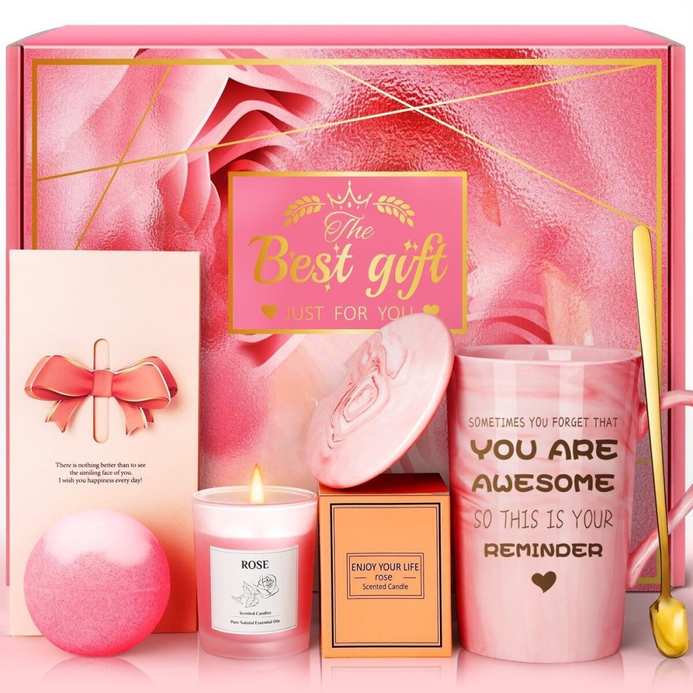 Gifts for Women, Mom, Wife, Girlfriend, Sister, Daughter, Grandma: Mothers Day Gifts, Happy Birthday, Christmas, Valentines Day, Pink Rose Spa Baskets Set Gifts for Women, Mom, Wife, Girlfriend, Sister, Daughter, Grandma: Mothers Day Gifts, Happy Birthday, Christmas, Valentines Day, Pink Rose Spa Baskets Set