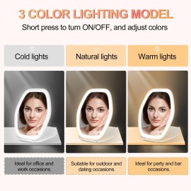 COSYGLOW Travel Makeup Mirror with Light: 3 Color Lighting Portable Mirror with Touch Screen Rechargeable Adjustable LED Lights Vanity Hexagon Mirror for Travel, Desk, Home (White) COSYGLOW Travel Makeup Mirror with Light: 3 Color Lighting Portable Mirror with Touch Screen Rechargeable Adjustable LED Lights Vanity Hexagon Mirror for Travel, Desk, Home (White)