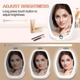 COSYGLOW Travel Makeup Mirror with Light: 3 Color Lighting Portable Mirror with Touch Screen Rechargeable Adjustable LED Lights Vanity Hexagon Mirror for Travel, Desk, Home (White) COSYGLOW Travel Makeup Mirror with Light: 3 Color Lighting Portable Mirror with Touch Screen Rechargeable Adjustable LED Lights Vanity Hexagon Mirror for Travel, Desk, Home (White)