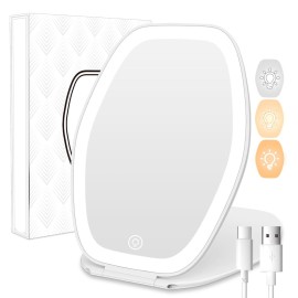 COSYGLOW Travel Makeup Mirror with Light: 3 Color Lighting Portable Mirror with Touch Screen Rechargeable Adjustable LED Lights Vanity Hexagon Mirror for Travel, Desk, Home (White) COSYGLOW Travel Makeup Mirror with Light: 3 Color Lighting Portable Mirror with Touch Screen Rechargeable Adjustable LED Lights Vanity Hexagon Mirror for Travel, Desk, Home (White)