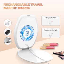 COSYGLOW Travel Makeup Mirror with Light: 3 Color Lighting Portable Mirror with Touch Screen Rechargeable Adjustable LED Lights Vanity Hexagon Mirror for Travel, Desk, Home (White) COSYGLOW Travel Makeup Mirror with Light: 3 Color Lighting Portable Mirror with Touch Screen Rechargeable Adjustable LED Lights Vanity Hexagon Mirror for Travel, Desk, Home (White)