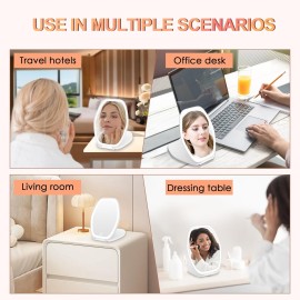 COSYGLOW Travel Makeup Mirror with Light: 3 Color Lighting Portable Mirror with Touch Screen Rechargeable Adjustable LED Lights Vanity Hexagon Mirror for Travel, Desk, Home (White) COSYGLOW Travel Makeup Mirror with Light: 3 Color Lighting Portable Mirror with Touch Screen Rechargeable Adjustable LED Lights Vanity Hexagon Mirror for Travel, Desk, Home (White)