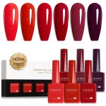 CANNI Red Gel Nail Polish Set - 6 Colors 9ML Classic Dark Red, Burgundy - Soak Off UV LED Gel Polish Kit for All-Season DIY Manicure, Nail Art, Salon & Home Use