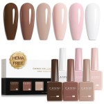 CANNI Gel Nail Polish Kit -6 Colors Nude Pink 9ML Gel Polish Set Skin Tones French Nail Neutral Brown Soak Off Gel Nail Kit Manicure DIY Manicure Salon DIY