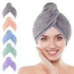 Kldnkig Soft Microfiber Hair Drying Towel Wrap, 5 Pack Elastic Hair Turbans for Fast Drying, Ideal for Women, Curly Wet Hair
