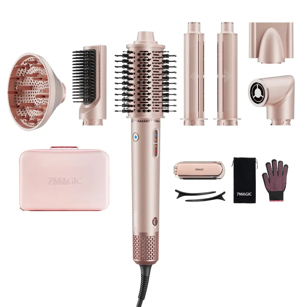 7MAGIC 7 in 1 Hair Styler & Hair Dryer Brush, 110,000 RPM High-Speed Blow Dryer with Negative Ions for Frizz-Free Styling Fast Drying Curling Volumizing Straightening, Hot Air Styler with Travel Case 7MAGIC 7 in 1 Hair Styler & Hair Dryer Brush, 110,000 RPM High-Speed Blow Dryer with Negative Ions for Frizz-Free Styling Fast Drying Curling Volumizing Straightening, Hot Air Styler with Travel Case