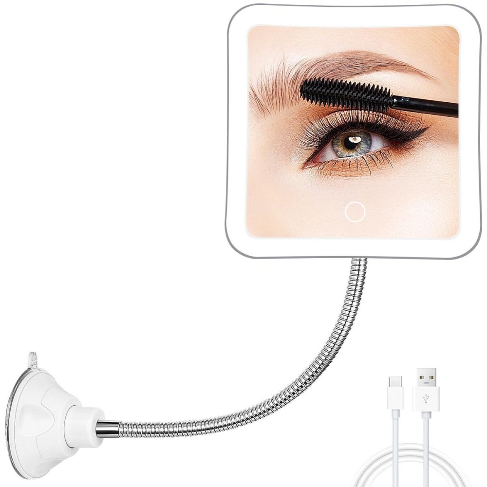 Fabuday Flexible Gooseneck 30X Lighted Magnifying Mirror - Upgraded Rechargeable Makeup Mirror with Lights and Magnification, LED Travel Mirror with Suction Cup for Bathroom, 3 Color Lighting, Square Fabuday Flexible Gooseneck 30X Lighted Magnifying Mirror - Upgraded Rechargeable Makeup Mirror with Lights and Magnification, LED Travel Mirror with Suction Cup for Bathroom, 3 Color Lighting, Square