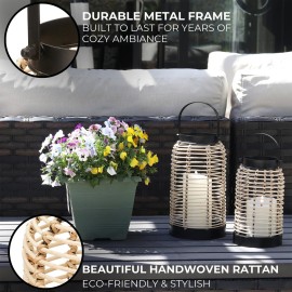 Natural Rattan Boho Lanterns - Handcrafted Decor to Enhance Your Home - Modern Farmhouse Beauty Perfect for Any Living Room, Patio & Porch, Indoor and Outdoor Coffee Table or Kitchen Dining Table