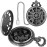 Mini DND Dice Set with Steampunk Dark Silver Hollow Gear Pocket Watch Shell Case, 7pcs Polyhedral Metal D&D Dice, DND Gifts with Gift Box for DND Lovers, Role Playing Board Games Accessories