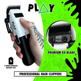 TPOB Play Barber Hair Clippers for Men 7500 RPM with Rubber Black Grips (White) TPOB Play Barber Hair Clippers for Men 7500 RPM with Rubber Black Grips (White)