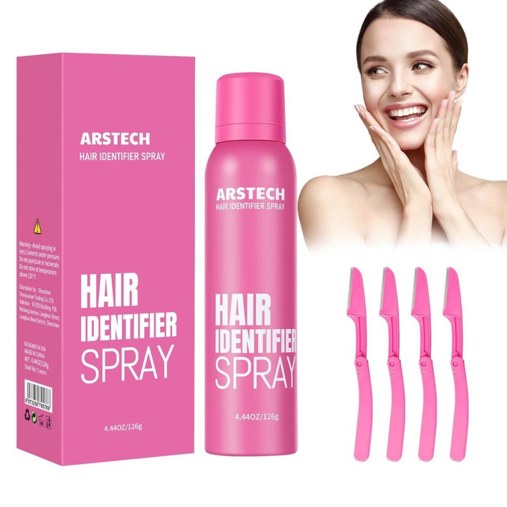Hair Identifier Spray for Face Shaving Dermaplaning Tool Skin Body Dermaplaning Spray for Women with 4 Face Razor for Face Shaver Hair Removal Kit Excess Hair Dermaplane Razor for Women Face Hair Identifier Spray for Face Shaving Dermaplaning Tool Skin Body Dermaplaning Spray for Women with 4 Face Razor for Face Shaver Hair Removal Kit Excess Hair Dermaplane Razor for Women Face