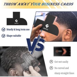 Qwivo Color Enhancement Barber Card with Measurement indicators, Easy to Clean Hairline Maker for Barber Shape, Reusable Beard Line Up Tool, Color Spray Edge Hair Liner Card (Black-A)