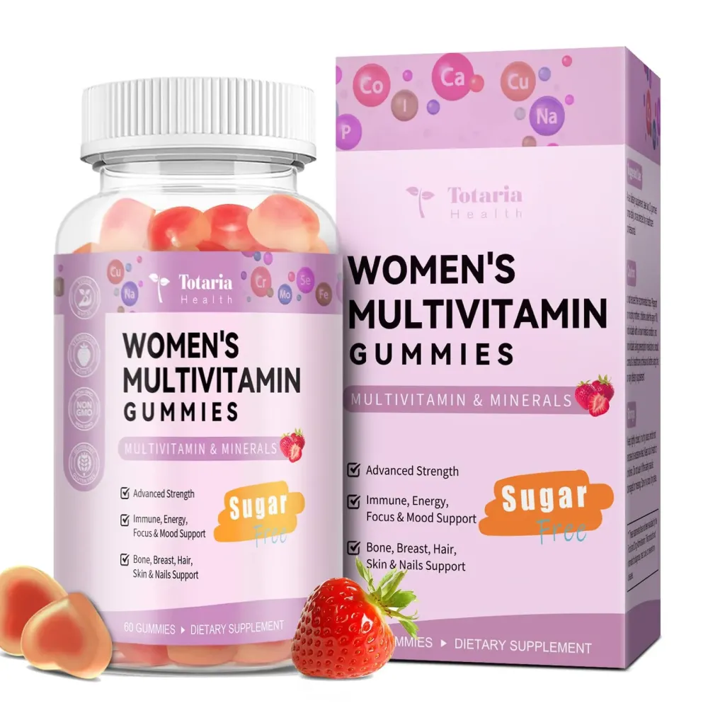 Totaria Sugar Free Multivitamin Gummies for Women 14+ w/Iron, Inositol, Folate, Biotin, Womens Daily Multivitamin Gummy w/Vitamin A, C, B, D3, K2, for Hair, Skin, Energy, Immune, Strawberry Flavor Totaria Sugar Free Multivitamin Gummies for Women 14+ w/Iron, Inositol, Folate, Biotin, Womens Daily Multivitamin Gummy w/Vitamin A, C, B, D3, K2, for Hair, Skin, Energy, Immune, Strawberry Flavor