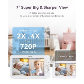 Comfyer Split-Screen Baby Monitor with 2 1080P Cameras, 7 HD 720P Monitor No WiFi with a Flexible Bracket, Video Baby Monitor with Camera and Audio, 2 Way Audio, Remote PTZ, Auto Night Vision Comfyer Split-Screen Baby Monitor with 2 1080P Cameras, 7 HD 720P Monitor No WiFi with a Flexible Bracket, Video Baby Monitor with Camera and Audio, 2 Way Audio, Remote PTZ, Auto Night Vision
