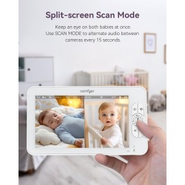 Comfyer Split-Screen Baby Monitor with 2 1080P Cameras, 7 HD 720P Monitor No WiFi with a Flexible Bracket, Video Baby Monitor with Camera and Audio, 2 Way Audio, Remote PTZ, Auto Night Vision Comfyer Split-Screen Baby Monitor with 2 1080P Cameras, 7 HD 720P Monitor No WiFi with a Flexible Bracket, Video Baby Monitor with Camera and Audio, 2 Way Audio, Remote PTZ, Auto Night Vision