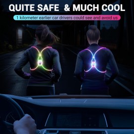 Running Lights For Runners, Reflective Running Vest, Reflective Running Gear Walking Vest For Women, Night Running Gear, Light Up Running Vest, Gifts For Runners, Safety Running Vest For Women & Men Running Lights For Runners, Reflective Running Vest, Reflective Running Gear Walking Vest For Women, Night Running Gear, Light Up Running Vest, Gifts For Runners, Safety Running Vest For Women & Men