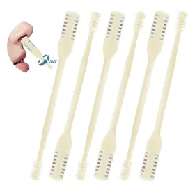 ZKENIRD 6 Pcs 2-in-1 Nasal Cutter, Upgrade Double Sided Nose Knife, 360 Nostril Hair Remover Tool, Trimmer for Men, Women, Soft Cleaning Brush (Cream)