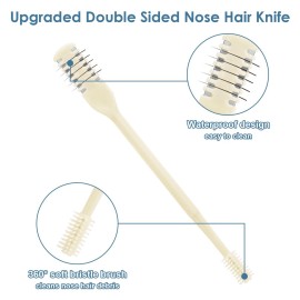ZKENIRD 6 Pcs 2-in-1 Nasal Cutter, Upgrade Double Sided Nose Knife, 360 Nostril Hair Remover Tool, Trimmer for Men, Women, Soft Cleaning Brush (Cream)