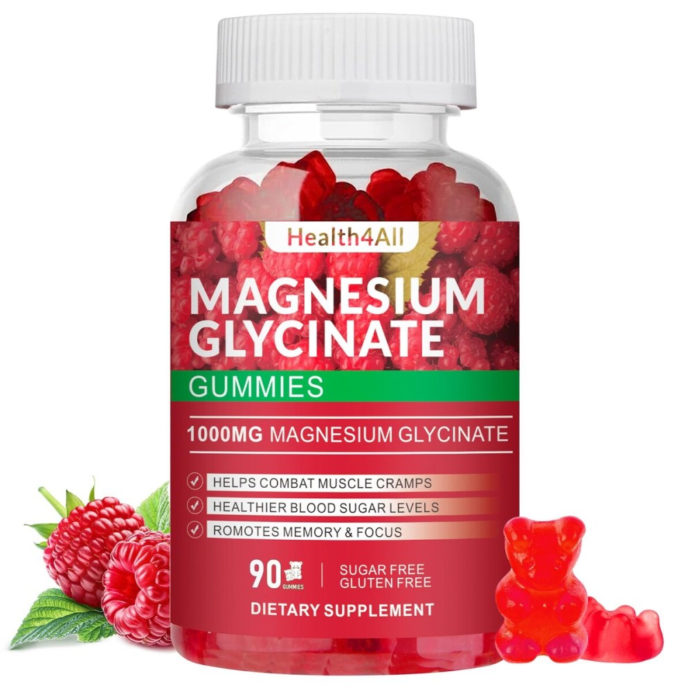 Magnesium Glycinate Gummies 1000mg, High Absorption Sugar Free Magnesium Potassium Supplement for Relaxation, Stress Relief, and Sleep Support for Adults & Kids - 90 Raspberry Gummies Magnesium Glycinate Gummies 1000mg, High Absorption Sugar Free Magnesium Potassium Supplement for Relaxation, Stress Relief, and Sleep Support for Adults & Kids - 90 Raspberry Gummies