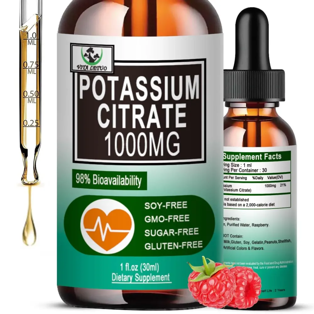 Potassium Citrate Liquid Drops,Potassium Supplement 1000mg Liquid Support Muscle Cramp Relief, Heart Health and Sleep,Highly Absorbable for Adults Women & Men, Vegan, 30 Servings Potassium Citrate Liquid Drops,Potassium Supplement 1000mg Liquid Support Muscle Cramp Relief, Heart Health and Sleep,Highly Absorbable for Adults Women & Men, Vegan, 30 Servings