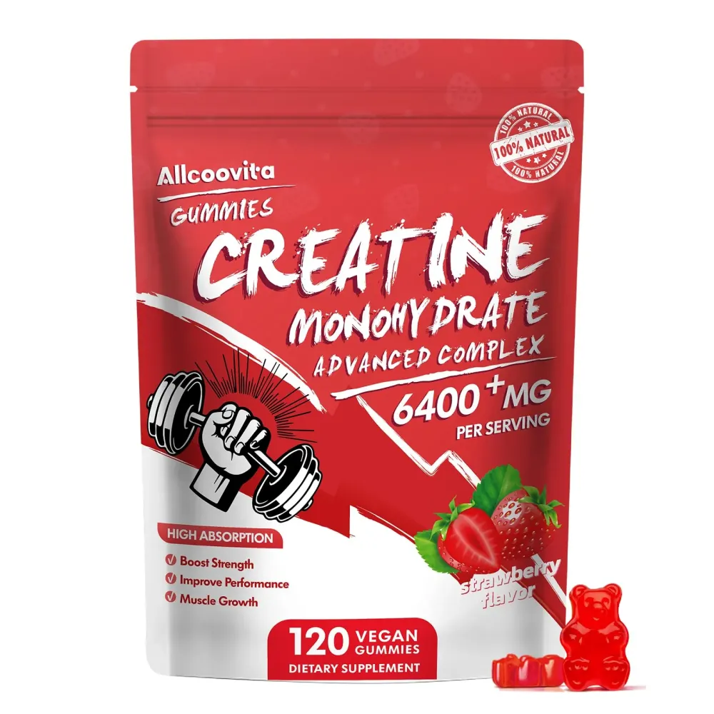 Creatine Monohydrate Gummies Complex for Men & Women - 120 Gummies Advanced Formula, L-Taurine + Vitamin B12 for Muscle Strength, Muscle Builder, Energy Boost, Pre-Workout Supplement-Strawberry Creatine Monohydrate Gummies Complex for Men & Women - 120 Gummies Advanced Formula, L-Taurine + Vitamin B12 for Muscle Strength, Muscle Builder, Energy Boost, Pre-Workout Supplement-Strawberry
