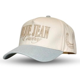 Vintage Western Trucker Hat | Men & Women | Embroidered Trendy Caps | Country Cute Hats for Cowgirls & Cowboys | Camo Denim Cotton Styles | Snapback Hat (Blue Jean Cowboy | Denim)