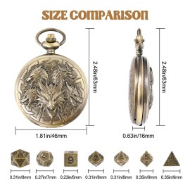 Banloga D&D Dice Set,7PCS Metal Dice for Dungeons and Dragons,Mini Dice Set with Pocket Watch Case,Role Playing Board Games Accessories (Dragon, Bronze) Banloga D&D Dice Set,7PCS Metal Dice for Dungeons and Dragons,Mini Dice Set with Pocket Watch Case,Role Playing Board Games Accessories (Dragon, Bronze)