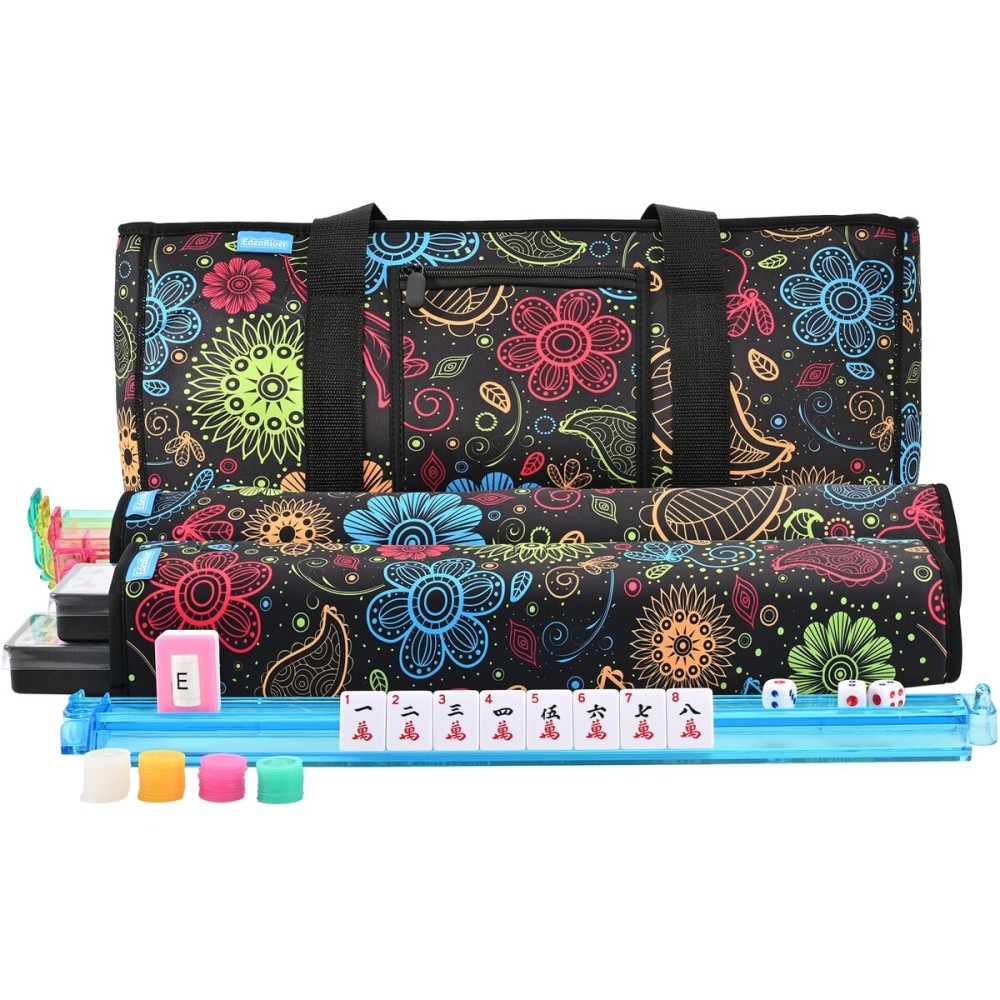 EdenRiver American Mahjong Game Set 166 Tiles 4 All-in-One Color Rack/Pushers Mahjong Set Mah Jong Set Complete Mah Jong Tiles Set with Neoprene Carrying Bag EdenRiver American Mahjong Game Set 166 Tiles 4 All-in-One Color Rack/Pushers Mahjong Set Mah Jong Set Complete Mah Jong Tiles Set with Neoprene Carrying Bag