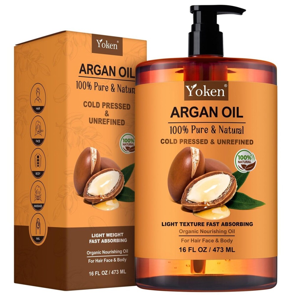 Yoken Argan Oil for Hair, Pure and Natural Morocco Argan Oil, Argon Oil For Hair, Scalp, Face & Skin Care, 100% Cold Pressed Hair Conditioner, Unrefined Argon Nails Carrier Oil (16 Fl Oz) Yoken Argan Oil for Hair, Pure and Natural Morocco Argan Oil, Argon Oil For Hair, Scalp, Face & Skin Care, 100% Cold Pressed Hair Conditioner, Unrefined Argon Nails Carrier Oil (16 Fl Oz)