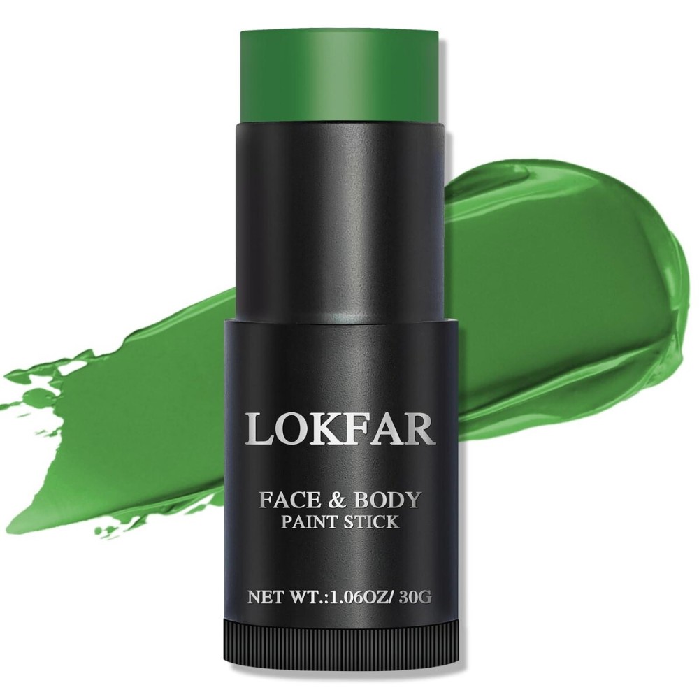 LOKFAR Green Face Body Paint Stick, Football Baseball Eye Black Stick, Waterproof Full-Coverage Green Face Makeup for Halloween Witch Alien Camo Frankenstein Cosplay Makeup LOKFAR Green Face Body Paint Stick, Football Baseball Eye Black Stick, Waterproof Full-Coverage Green Face Makeup for Halloween Witch Alien Camo Frankenstein Cosplay Makeup