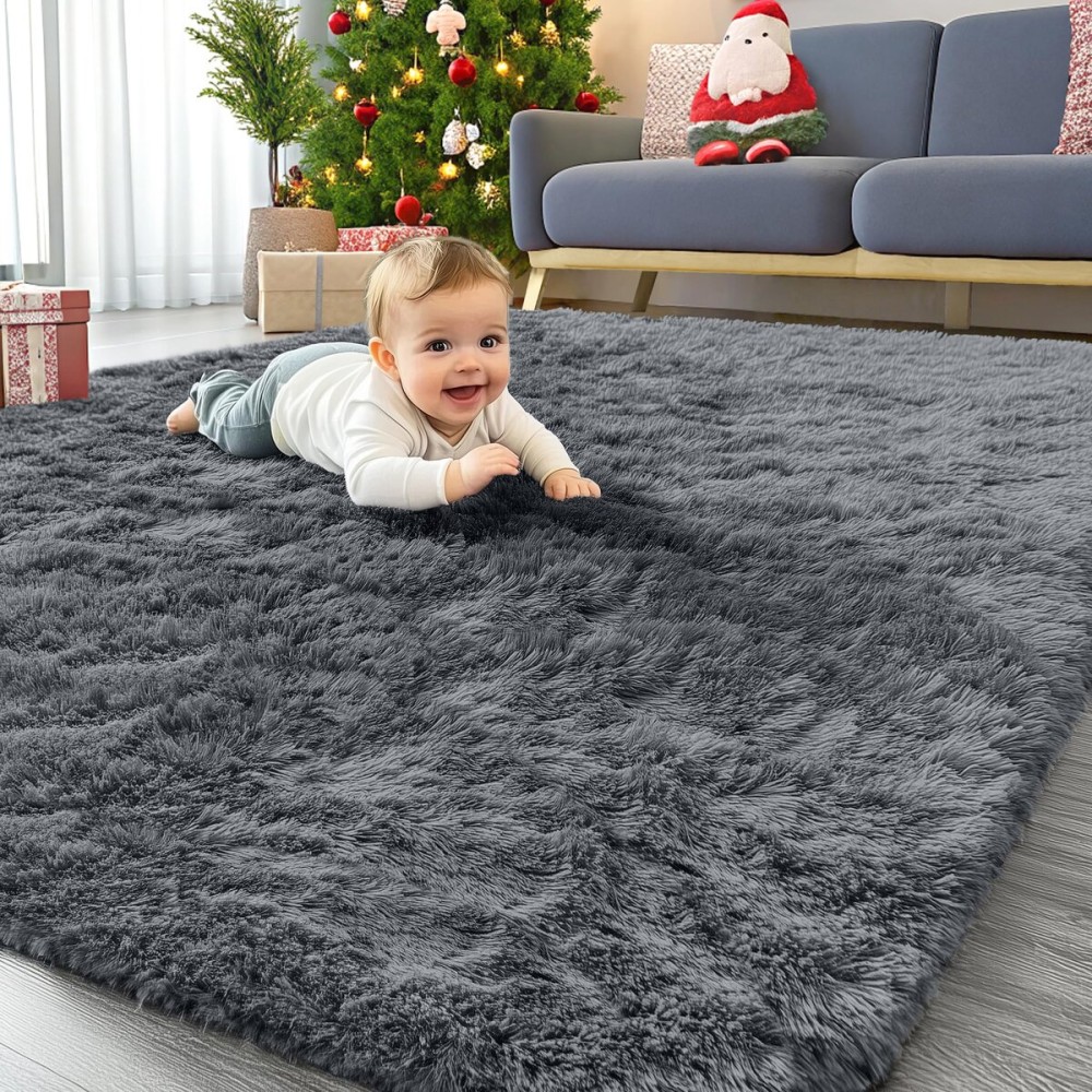 OLANLY Area Rugs for Living Room Bedroom, Machine Washable 4x5.9 Feet Soft Fluffy Shaggy Bedside Rug, Indoor Floor Carpet for Kids Girls and Boys, Dorms, Nursery Rooms, Home Decor Aesthetic, Grey OLANLY Area Rugs for Living Room Bedroom, Machine Washable 4x5.9 Feet Soft Fluffy Shaggy Bedside Rug, Indoor Floor Carpet for Kids Girls and Boys, Dorms, Nursery Rooms, Home Decor Aesthetic, Grey