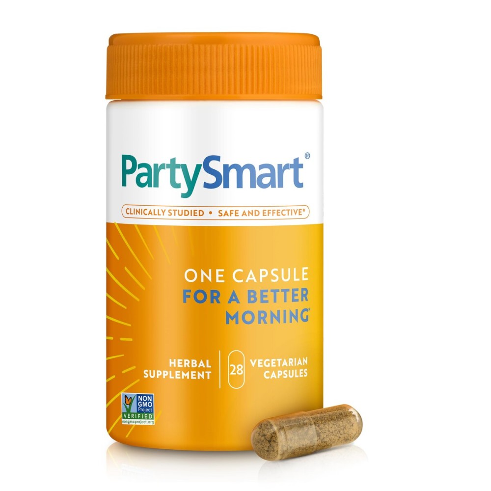 Himalaya PartySmart, One Capsule for a Better Morning, Plant-Based Liver Support for a Better Morning After Drinking, Clinically Studied, Non-GMO Project Verified, 28 Capsule Larger Size Himalaya PartySmart, One Capsule for a Better Morning, Plant-Based Liver Support for a Better Morning After Drinking, Clinically Studied, Non-GMO Project Verified, 28 Capsule Larger Size
